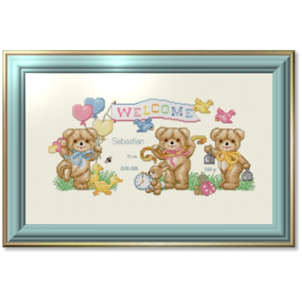 Counted Cross Stitch Charts - Beary Baby Announcement